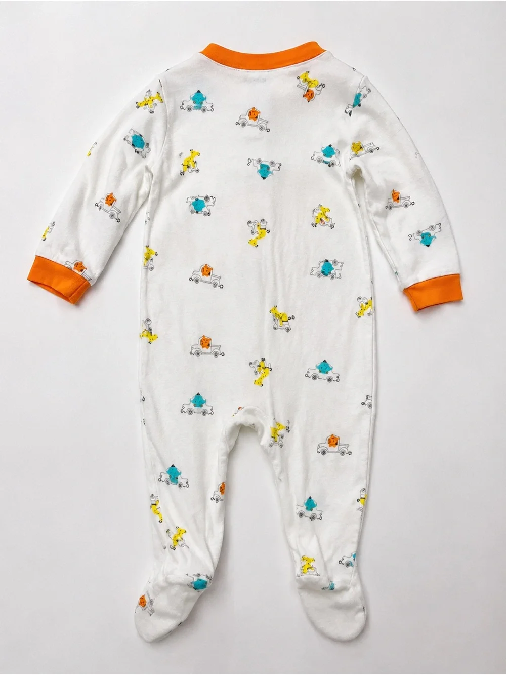 Carter's White One-Piece Footie with Orange Trim and Yellow Giraffe